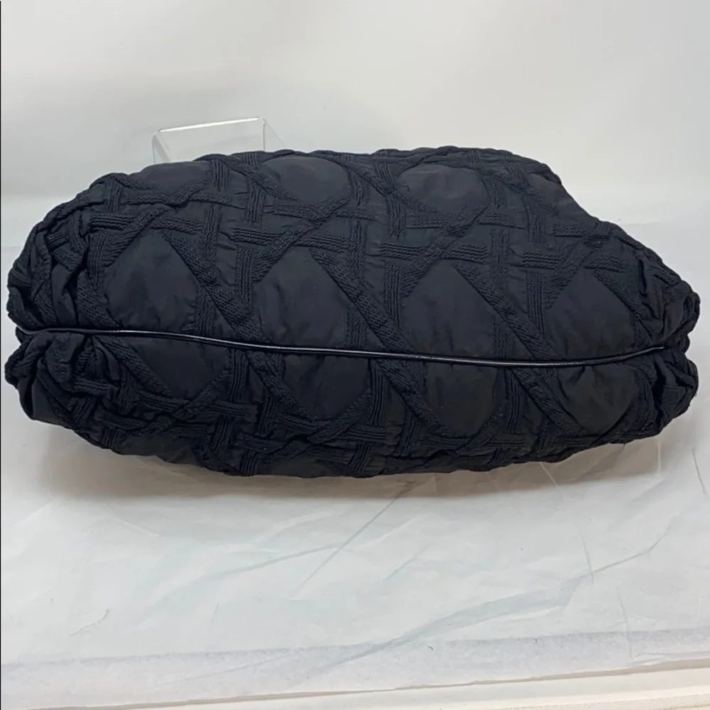 Stuart WeitzmanBlack Quilted Fabric Hobo Bag